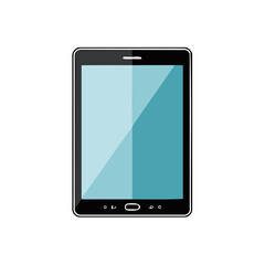 Isolated Tablet Illustration with Touchscreen Display Featuring Buttons for Interface Design and Tech Concepts on White Backdrop