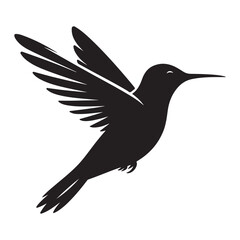 Humming bird silhouette vector art illustration, Wildlife