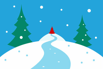 winter landscape with snowman