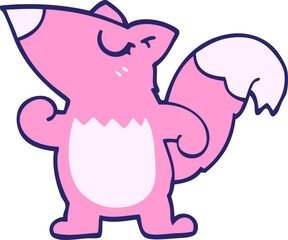 cartoon doodle squirrel in bright neon color