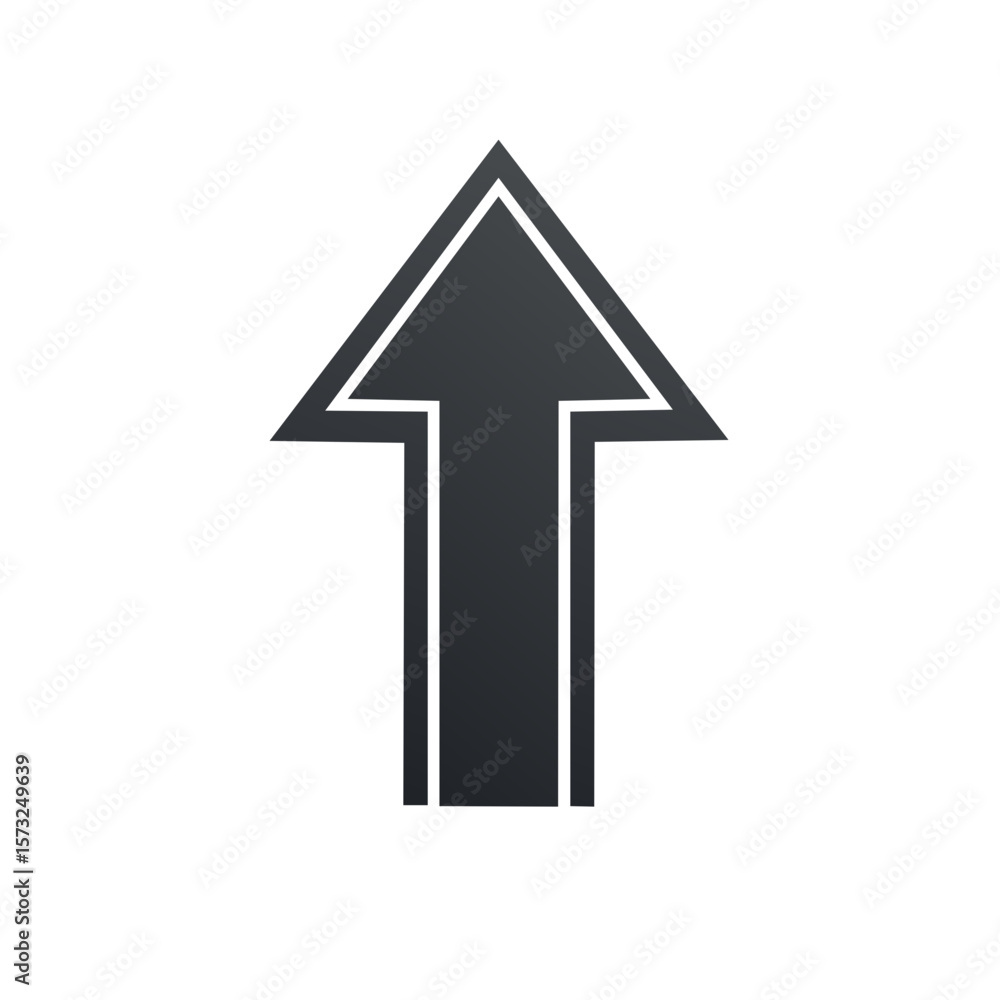 Poster simple directional arrow points directly upwards in minimalist gray on white.