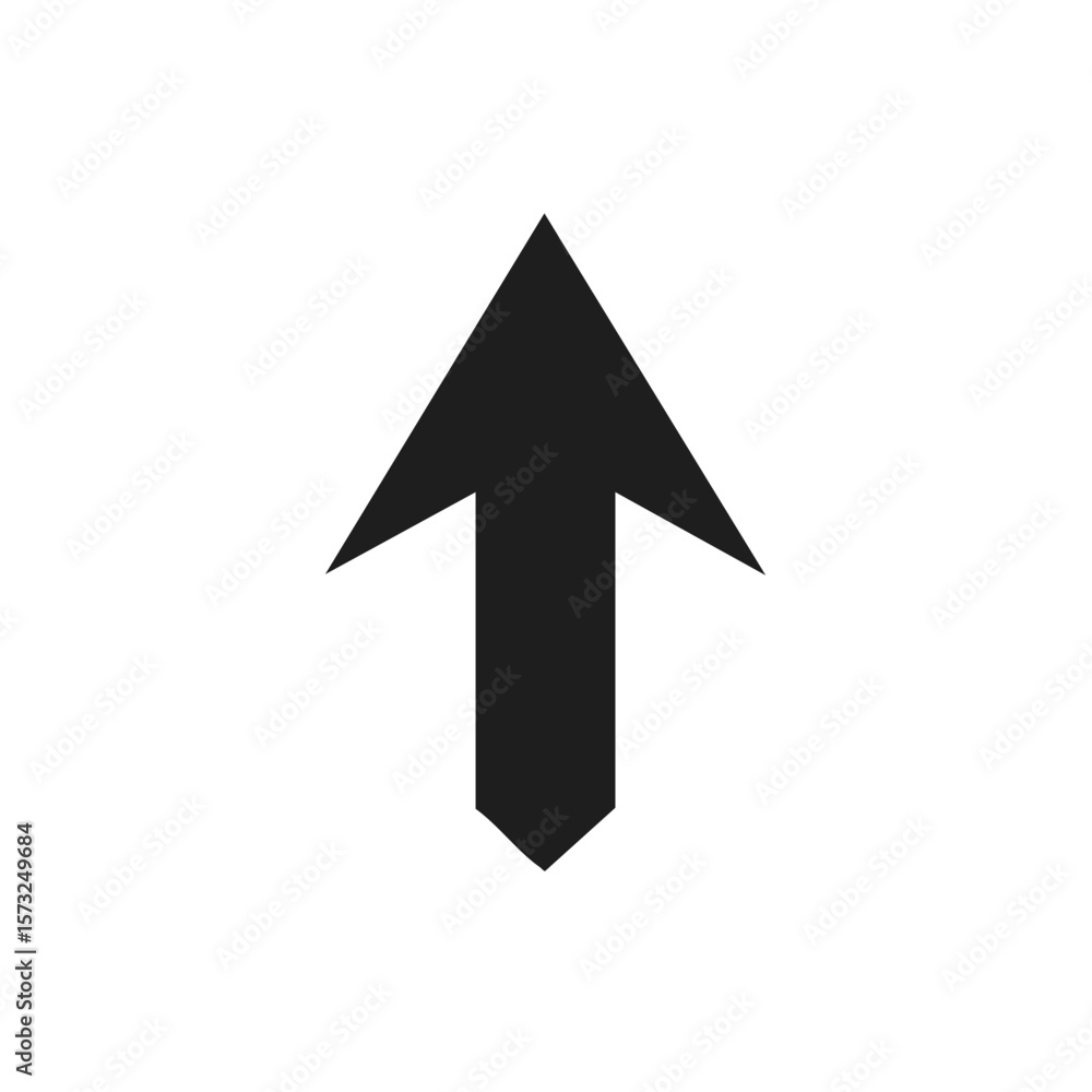 Poster simple black arrow pointing upwards on white background directional icon symbol indicator sign