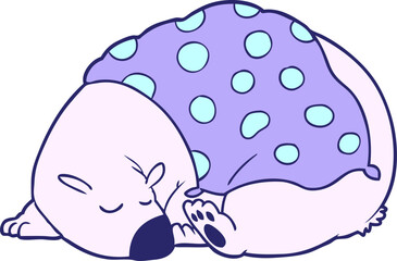 cartoon polar bear sleeping in bright neon color