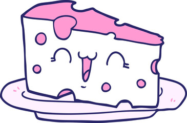 cute cartoon cheese in bright neon color