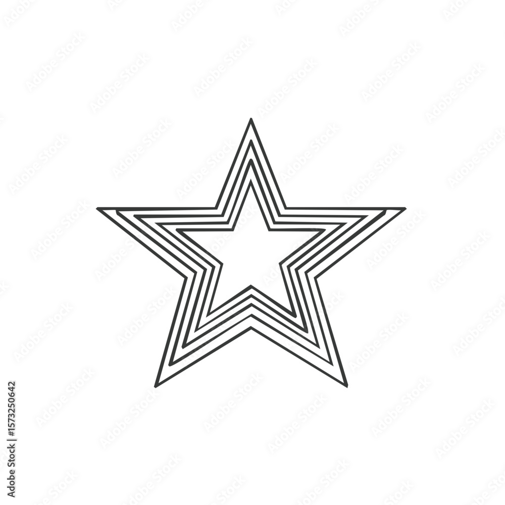 Poster monochrome sketch of nested five-pointed stars on white background
