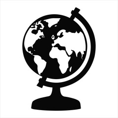 Black Globe Icon Silhouette Vector – World Geography Symbol