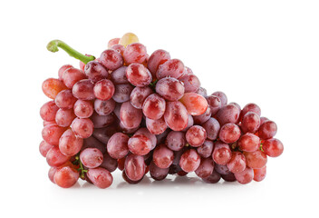 Red grape with leaves isolated on white background. With clipping path. Full depth of field.