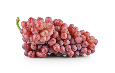 Red grape with leaves isolated on white background. With clipping path. Full depth of field.