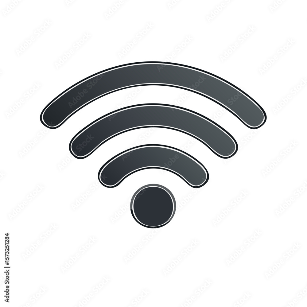 Poster wireless connection icon with curved lines and circle signal strength indicator clean gray design