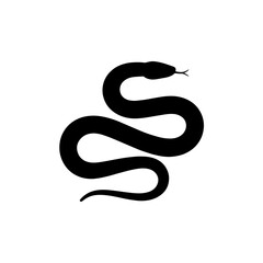 Fototapeta premium snake black silhouette vector, Simple silhouette Design vector icon with white background. Halloween clipart illustration