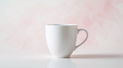 Empty White Mug Against a Delicate Pink Background