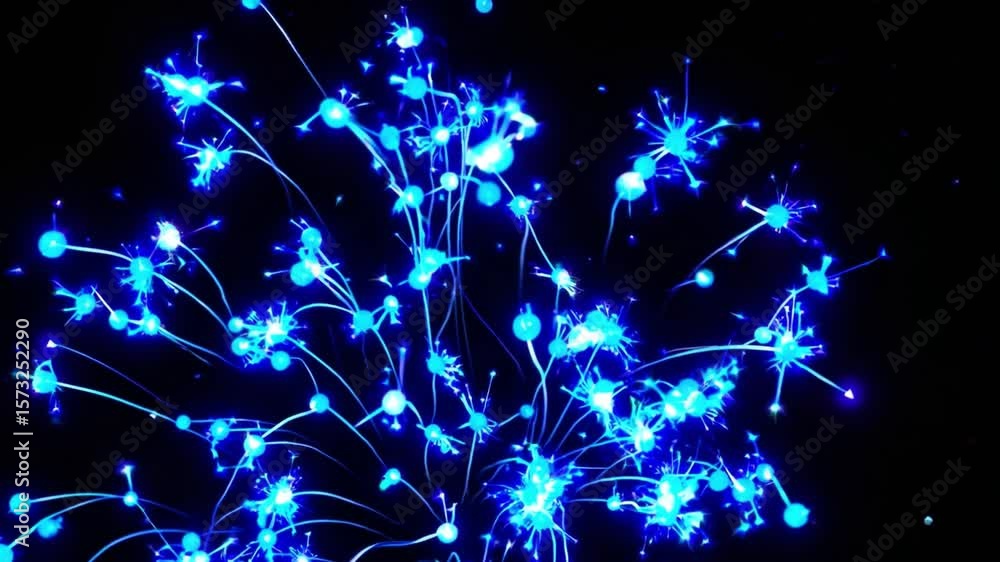 Poster abstract blue light patterns with energetic energy connections on a dark background for creative des