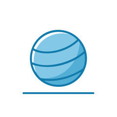 Light blue exercise ball on a line in simple vector illustration on a white background
