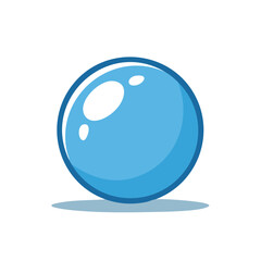 Simple Blue Cartoon Bubble or Orb Illustration Graphic With Shadow on White Background