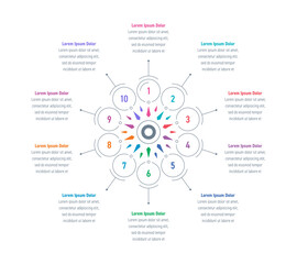 infographic template. ten steps colorful arrows information template. infographic template for education, technology, industry, business. information template for annual report, magazine