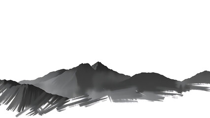 Dry brush stroke of mountains illustration nature black vector