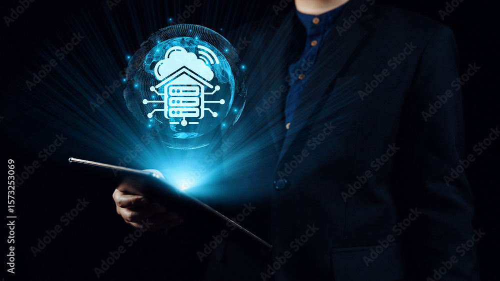 Poster cloud computing, cloud strategy, and cloud technology transforming digital infrastructure with scala