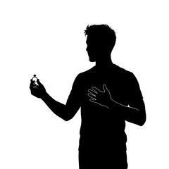 Silhouette of Man Holding Engagement Ring