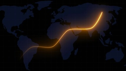 Global business growth neon glowing line and world map background animation 4k. Business, economy, financial services Abstract concept of global economy, financial technology business marketing - Powered by Adobe