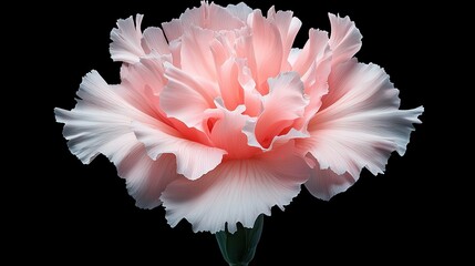   A pink flower in focus against a black background with a blurred center