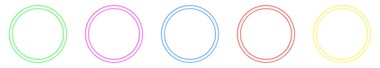 Neon round ring frame green color isolated on transparent background. Glowing neon border with empty copy space Glow banner, mockup, template. Neon sign for decoration, design elements