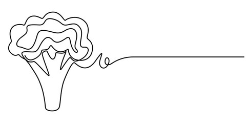 broccoli vegetables continuous one line drawing, Continuous one line drawing of broccoli. One line drawing illustration of whole healthy organic green broccoli. fresh vegetable concept continuous. 