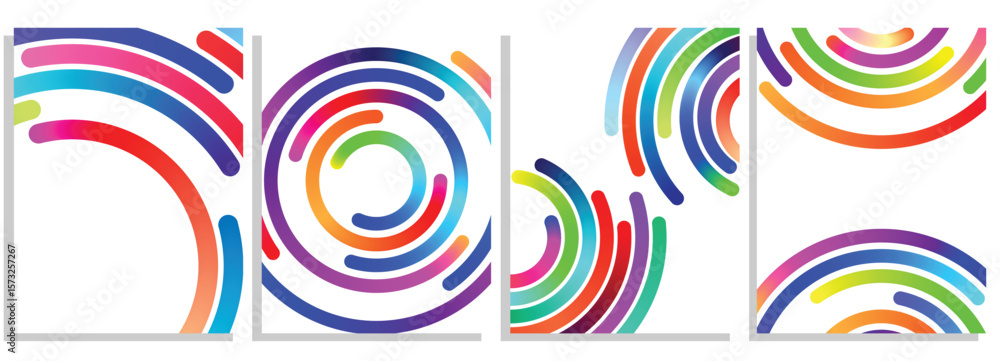 Fototapete decorative wavy gradient lines set. abstract gradient hand drawn bold lines set. curved rainbow grad