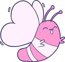 funny cartoon butterfly in bright neon color