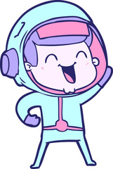 Obraz premium happy cartoon astronaut in bright neon color