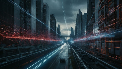 Digital cyberattack simulation on futuristic infrastructure