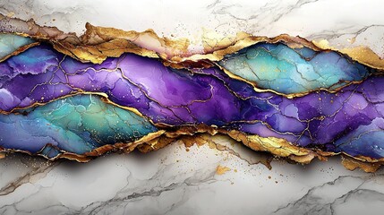   A masterpiece resembling gold and purple marble, topped with a layer of luxurious gold leaf
