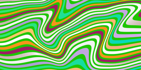 Abstract colorful swirling pattern with vibrant colors and dynamic liquid textures Abstract linear distorted pattern. Retro hippie colorful background with wavy psychedelic texture