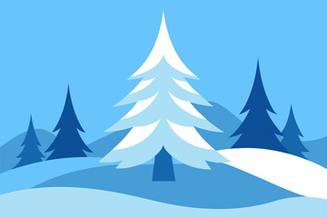 Obraz premium vector illustration of a winter landscape
