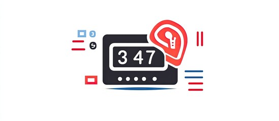 Digital display with a hearing aid icon