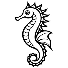 Fototapeta premium Stylized black and white illustration of a seahorse