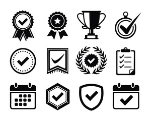 Clean Minimalist Vector Icons Achievement, Success, and Quality 