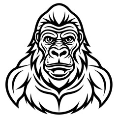 Obraz premium Powerful gorilla head tattoo design with tribal elements