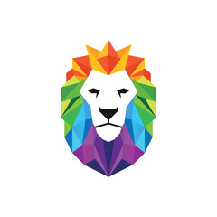 Creative polygonal Lion Head Vector Design Symbol