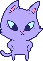 confused cartoon cat in bright neon color