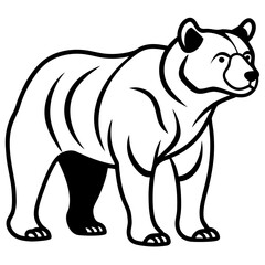Obraz premium Stylized black and white line art illustration of a standing bear