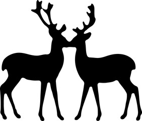 Fototapeta premium Silhouettes of Two Deer with Antlers