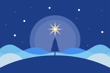 Naklejka premium winter landscape with christmas tree