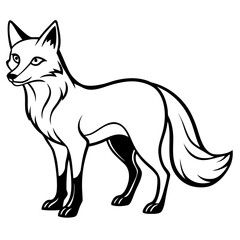 Obraz premium Stylized black and white illustration of a standing fox