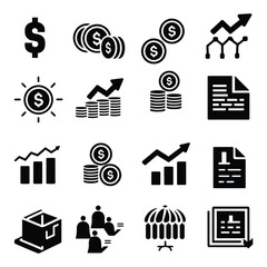 Vector set of financial and business concept icons

