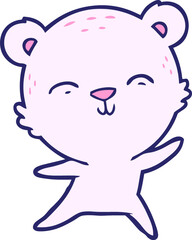 happy cartoon polar bear dancing in bright neon color