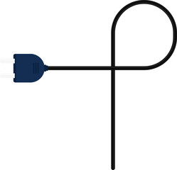 Curve line path with a socket plug connector, forming a looped wire design.