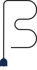 B-shaped curve path with a socket plug connector at the end of a wire, illustrating a smooth bend.