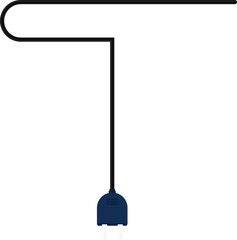 T-shaped curve path with a socket plug connector at the end, forming a T-like shape in the wire.