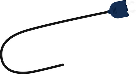 Curved path with a socket plug connector at the end, changing direction in the wire.