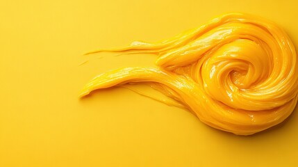  A close-up of a yellow substance on a yellow surface with a spiral of yellow liquid in the center